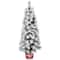 5ft. Pre-Lit Snowy Pogue Pine Entrance Artificial Christmas Tree in Red Base, Warm White LED Lights